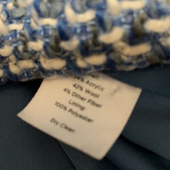 Talbots Wool Blend Blue White Tweed Front Pocket Jacket size16 - Picture 4 of 4